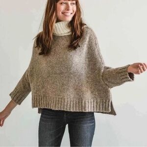Cozy Mersea Alpaca Blend Pullover Sweater in brown/cream